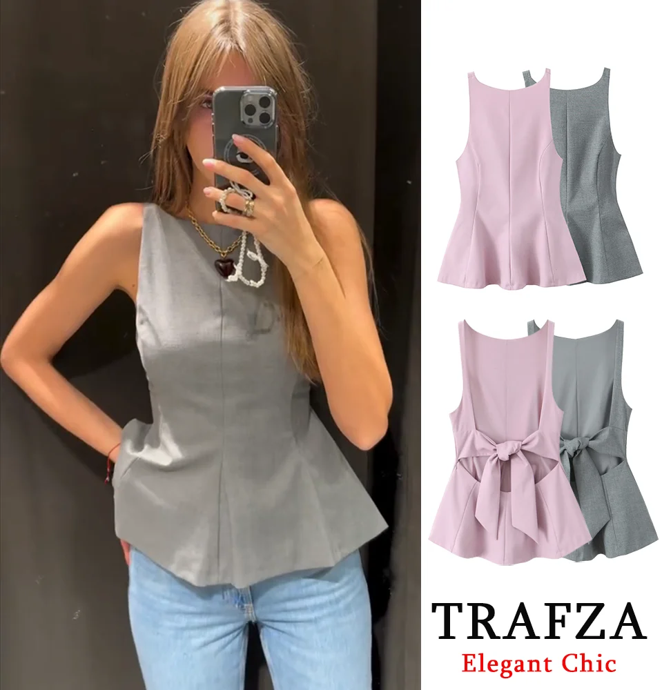 TRAFZA женская сексуальная юбка с бантом на спине, топ с подолом, плиссированный топ на подтяжках, новинка 2025, весна/лето, пляжная вечеринка, яркий милый топ с открытой спиной
TRAFZA женская сексуальная юбка с бантом на спине, топ с подолом, плиссированный топ на подтяжках, новинка 2025, весна/лето, пляжная вечеринка, яркий милый топ с открытой спиной