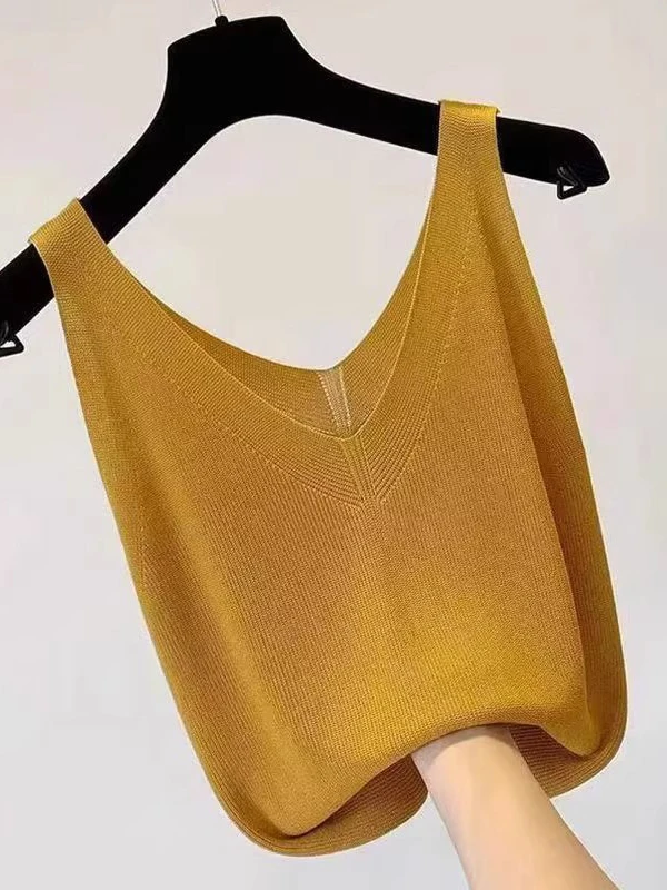 Slimming V-Neck Ice Silk Knitted Vest Women's Fashionable Sleeveless Top Korean Style Commute Style Breathable Regular Fit
Slimming V-Neck Ice Silk Knitted Vest Women's Fashionable Sleeveless Top Korean Style Commute Style Breathable Regular Fit
