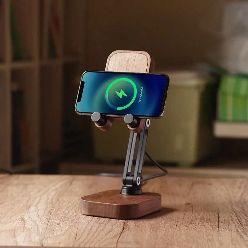 Foldable Phone Holder Custom Black Walnut Wood Aluminum Alloy Tablet Stand Wireless Charging Live Watching TV Mobile Phone Stand
Foldable Phone Holder Custom Black Walnut Wood Aluminum Alloy Tablet Stand Wireless Charging Live Watching TV Mobile Phone Stand