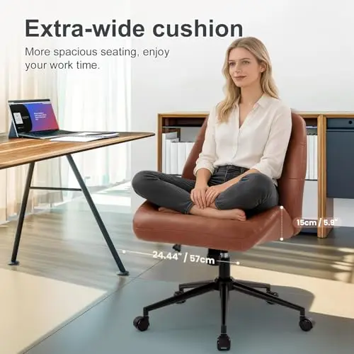 Brown PU Leather Mid-Back Office Chair With Extra-Wide Cushion, Adjustable Height, Lumbar Support And 360° Swivel
Brown PU Leather Mid-Back Office Chair With Extra-Wide Cushion, Adjustable Height, Lumbar Support And 360° Swivel