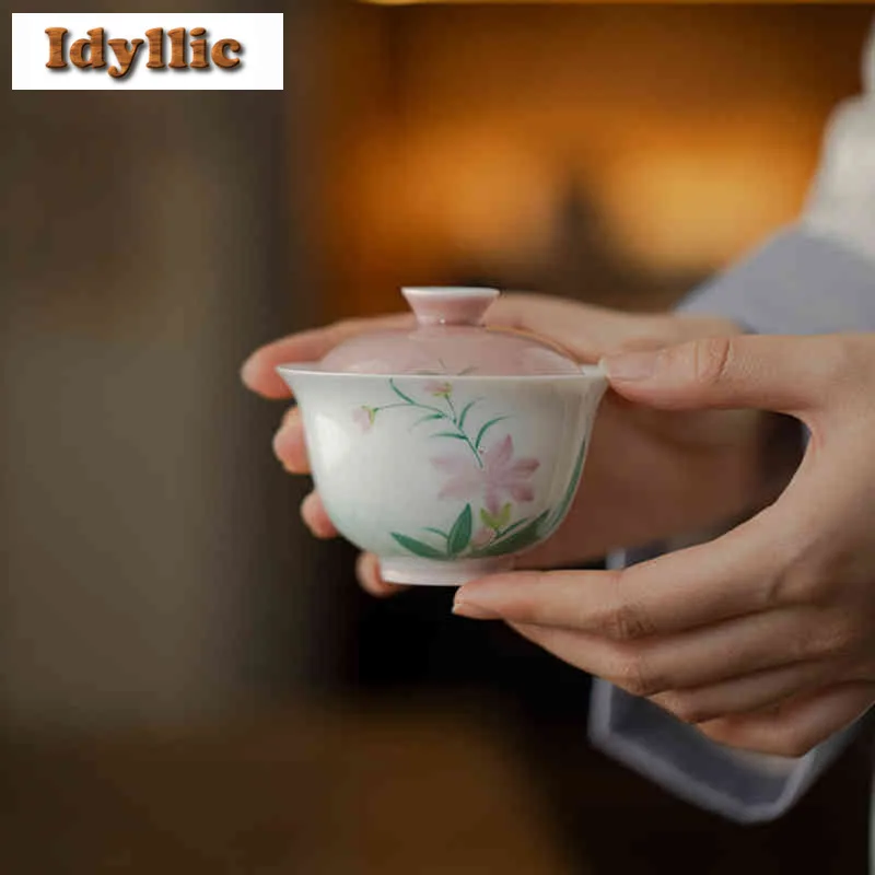 100ml Hand-painted Iris Gaiwan Japanese Tea Tureen Household Tea Bowl With Lid Kit Tea Brewing Cover Bowl Tableware Collection
100ml Hand-painted Iris Gaiwan Japanese Tea Tureen Household Tea Bowl With Lid Kit Tea Brewing Cover Bowl Tableware Collection