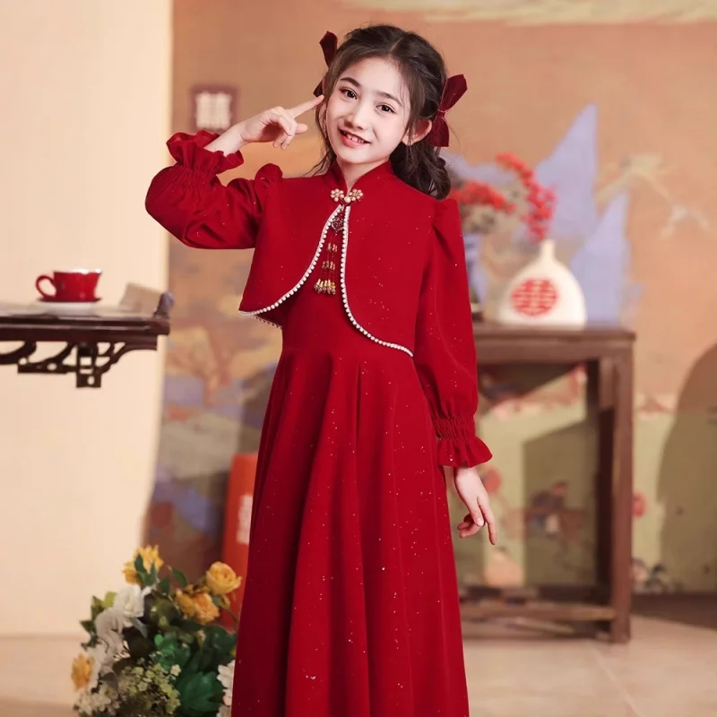 Girls' New Year Dress Autumn Winter Fleece Lined Princess Dress Children's Red Birthday Host Piano Performance Dress
Girls' New Year Dress Autumn Winter Fleece Lined Princess Dress Children's Red Birthday Host Piano Performance Dress