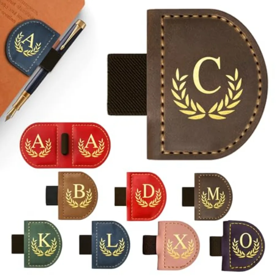 Personalized Leather Magnetic Bookmark with Pen Holder, Custom Bygone Mark Bookmark with Pen Holder, Custom Bookmarks with 26 L
Personalized Leather Magnetic Bookmark with Pen Holder, Custom Bygone Mark Bookmark with Pen Holder, Custom Bookmarks with 26 L