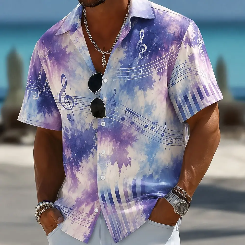 Men's Spring Summer Casual Shirt, Purple Watercolor Musical Note Print Tops for Daily Street Holiday Beach Dating Outfit
Men's Spring Summer Casual Shirt, Purple Watercolor Musical Note Print Tops for Daily Street Holiday Beach Dating Outfit