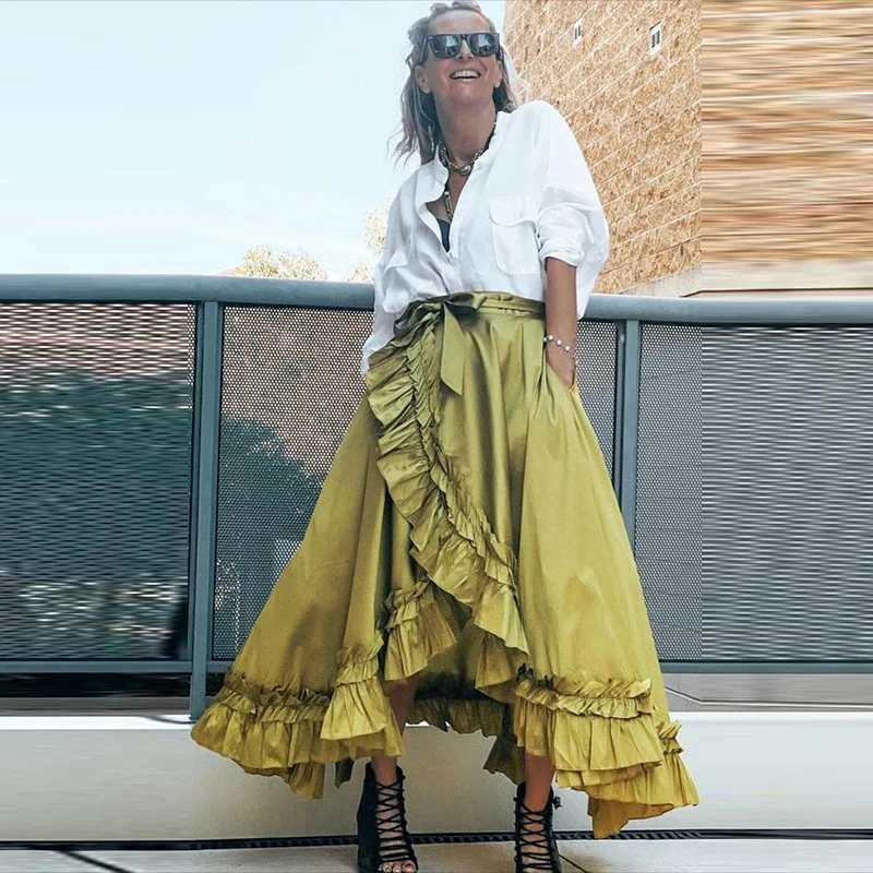 Olive Green Satin Long Skirt Custom Made Front Split Women Maxi Skirts Natural Waist A Line Pleated Skirts with Pockets
Olive Green Satin Long Skirt Custom Made Front Split Women Maxi Skirts Natural Waist A Line Pleated Skirts with Pockets
