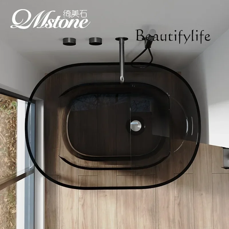 BJ QPure Resin Transparent Crystal Color Art Bathtub Independent Hotel Seated Deep Soaking Tub
BJ QPure Resin Transparent Crystal Color Art Bathtub Independent Hotel Seated Deep Soaking Tub