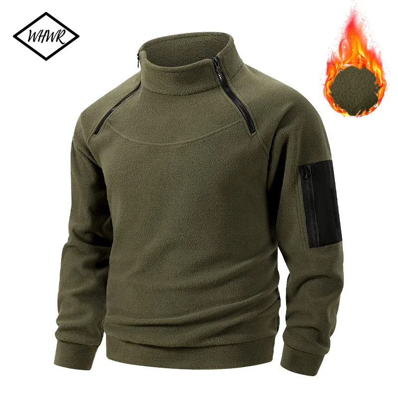 Winter Men's Fleece Pullover Solid Color Tactical Outdoor Jacket Standing Collar Sportwear Windproof Coats Male Thick Sweatshirt
Winter Men's Fleece Pullover Solid Color Tactical Outdoor Jacket Standing Collar Sportwear Windproof Coats Male Thick Sweatshirt