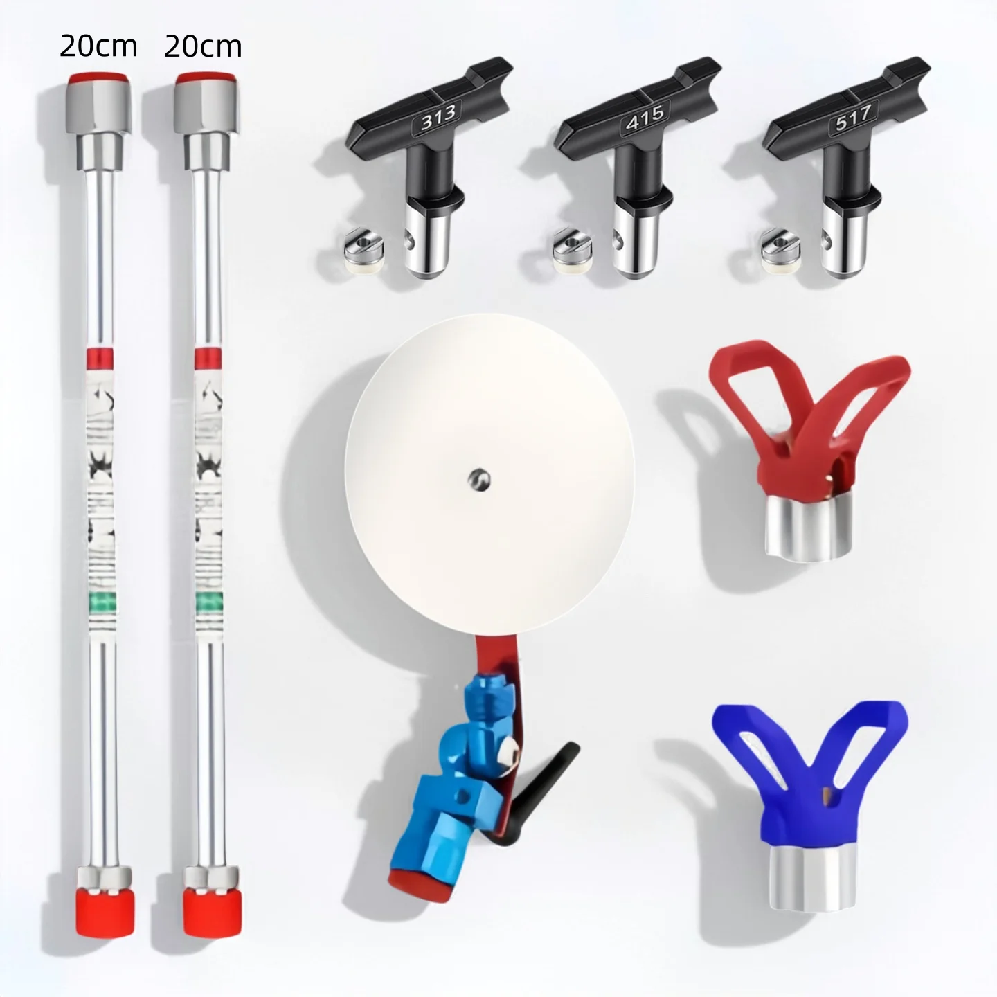 9Pcs Airless Paint Sprayer Kit - 20cm Extension Pole, 313/415/517 Tips, Guards & Spray Guide
9Pcs Airless Paint Sprayer Kit - 20cm Extension Pole, 313/415/517 Tips, Guards & Spray Guide