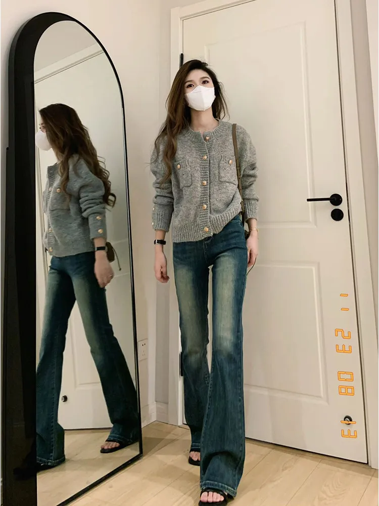 Retro Grey Knitted Open Cardigan Sweater Women's Fashion Spring Soft Cozy High-End Lazy Style Outerwear Top Korean Style
Retro Grey Knitted Open Cardigan Sweater Women's Fashion Spring Soft Cozy High-End Lazy Style Outerwear Top Korean Style