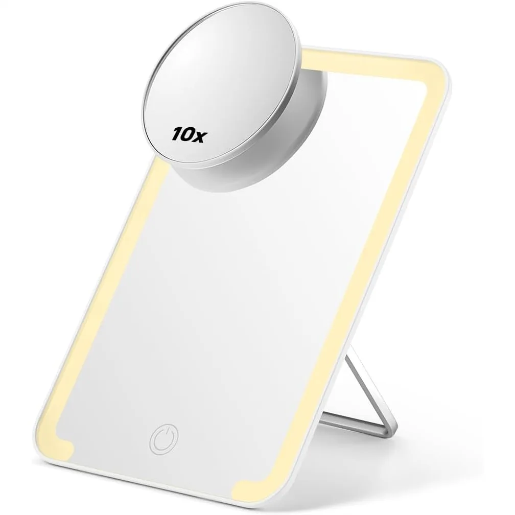 Lighted Makeup Mirror With 10X Magnifying Mirror 8x5 Inches Desk Mirror Adjustable Stand 3 Lighting Modes For Shaving Travel White
Lighted Makeup Mirror With 10X Magnifying Mirror 8x5 Inches Desk Mirror Adjustable Stand 3 Lighting Modes For Shaving Travel White
