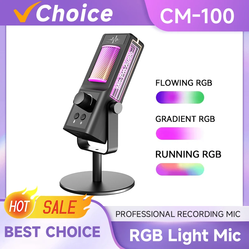 RGB Gaming Condenser Microphone with Noise Cancelling for PC Desktop Recording Live Streaming Game Chat USB Plug Play
RGB Gaming Condenser Microphone with Noise Cancelling for PC Desktop Recording Live Streaming Game Chat USB Plug Play