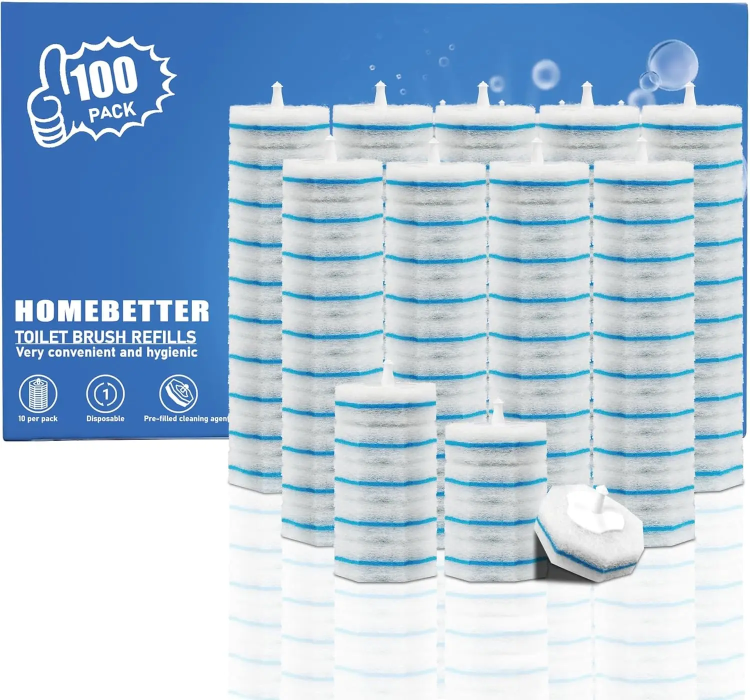 100 одноразовых сменных насадок для туалетного ершика с 2-кратным концентратом чистящего средства, совместимы с большинством ручек, с освежающим ароматом
100 одноразовых сменных насадок для туалетного ершика с 2-кратным концентратом чистящего средства, совместимы с большинством ручек, с освежающим ароматом