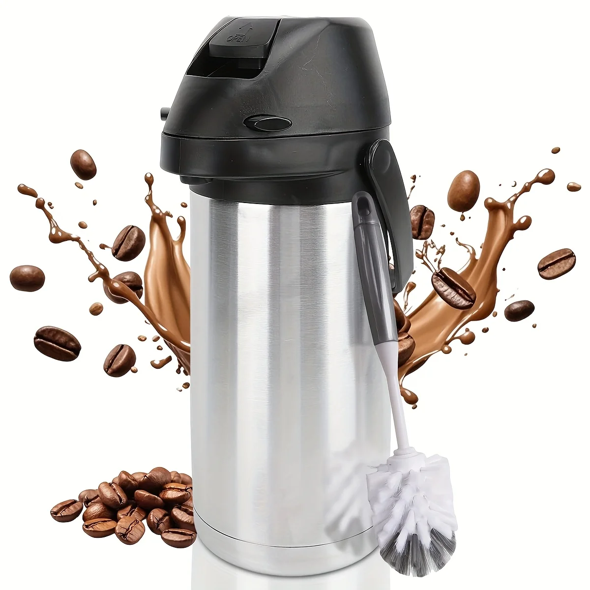 Coffee Carafe with Cleaning Brush, 64oz/1.9L Airpot Coffee Dispenser with Pump, Insulated Stainless Steel Coffee Dispenser
Coffee Carafe with Cleaning Brush, 64oz/1.9L Airpot Coffee Dispenser with Pump, Insulated Stainless Steel Coffee Dispenser