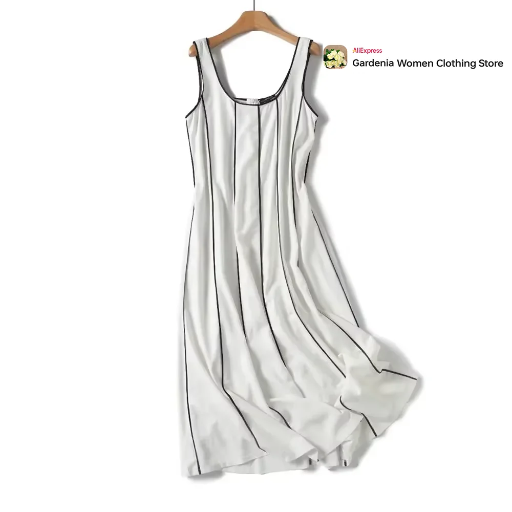 TRAF ZR Contrast Striped Summer Tank Dress Casual Wide Straps Round Neck Dress Vintage Women's Linen Draped Dresses Y2k Dress
TRAF ZR Contrast Striped Summer Tank Dress Casual Wide Straps Round Neck Dress Vintage Women's Linen Draped Dresses Y2k Dress