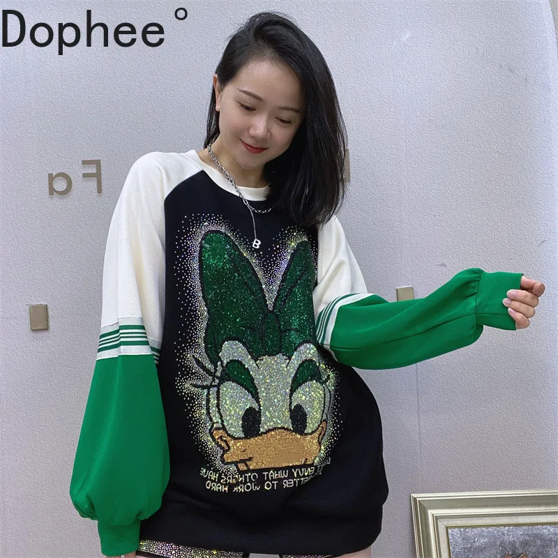 New Autumn Winter Colorblock Long Sleeve Hoodies Women O-neck Loose Pullover Top Cartoon Hot Drilling Space Cotton Sweatshirt
New Autumn Winter Colorblock Long Sleeve Hoodies Women O-neck Loose Pullover Top Cartoon Hot Drilling Space Cotton Sweatshirt