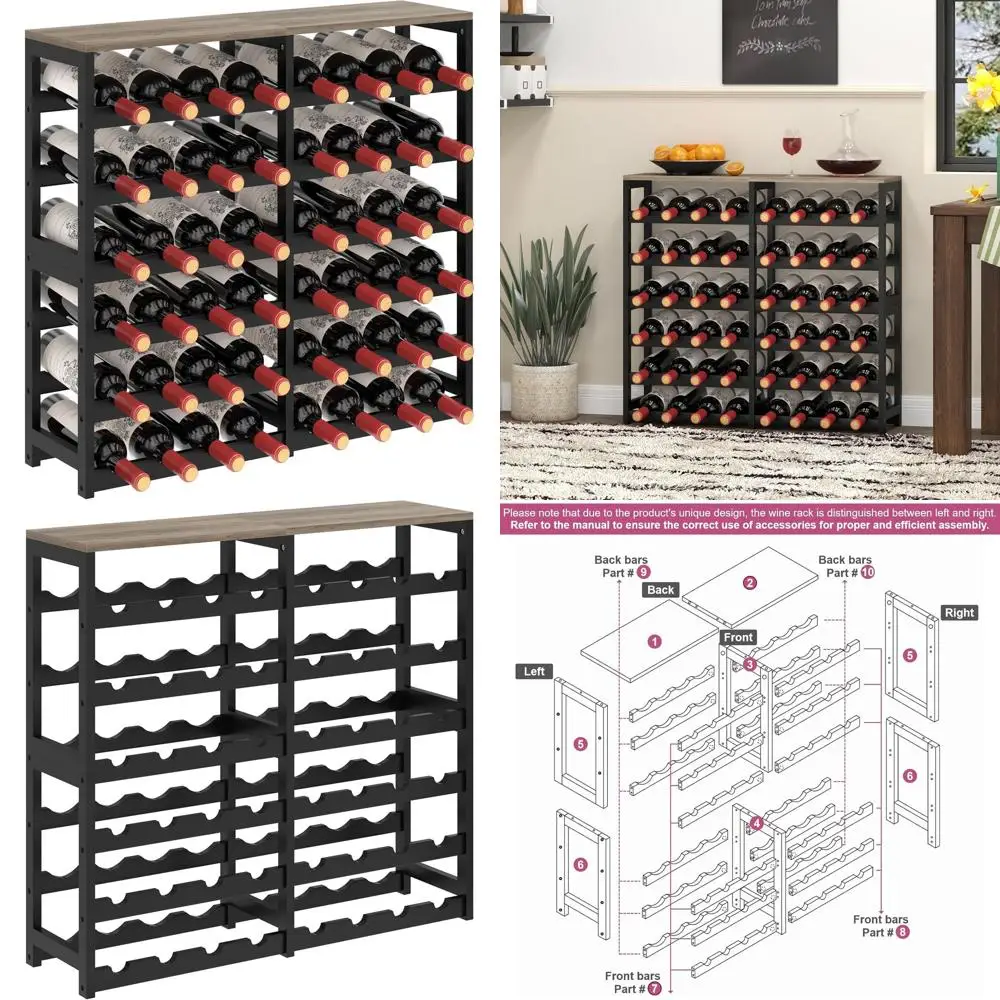Ivory and Black 48-Bottle Bamboo Wine Rack with Table, Freestanding Storage for Home Bars and Kitchens
Ivory and Black 48-Bottle Bamboo Wine Rack with Table, Freestanding Storage for Home Bars and Kitchens