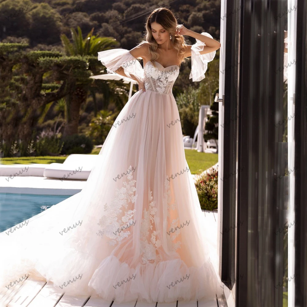 Exquisite Wedding Dresses A-Line Bridal Gowns Lace Appliques Puff Sleeves Backless Robes For Formal Party Vestidos De Novia 2024
Exquisite Wedding Dresses A-Line Bridal Gowns Lace Appliques Puff Sleeves Backless Robes For Formal Party Vestidos De Novia 2024