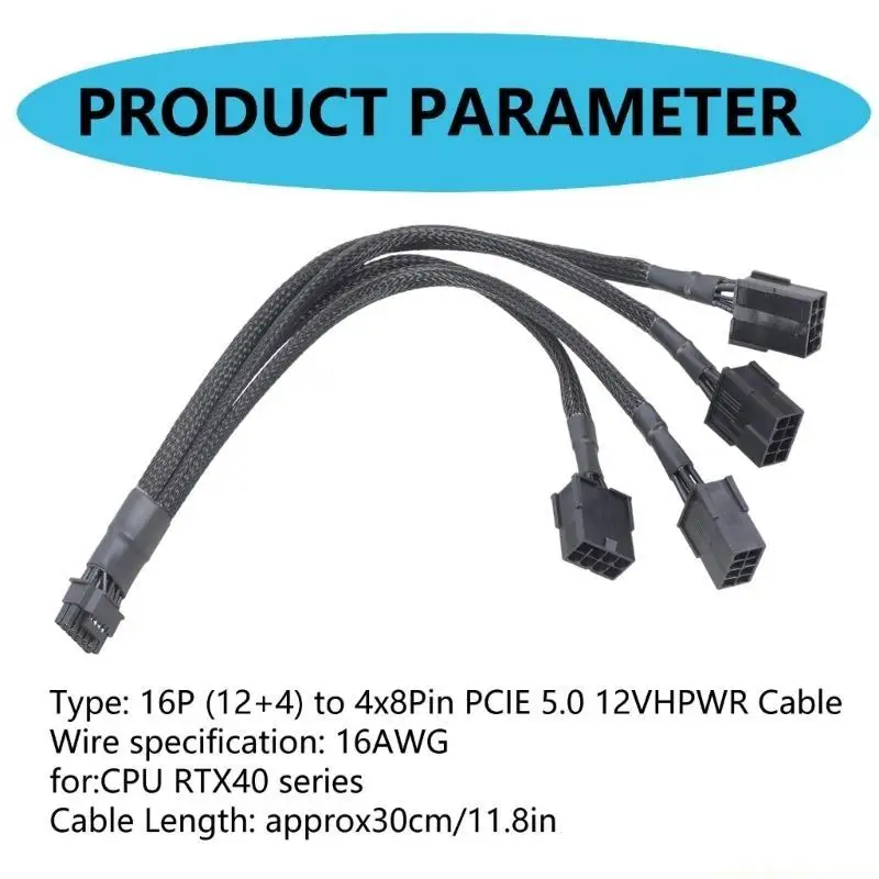 for RTX4080 and RTX4090 Series 4x 8Pin Female to PCIE 16-Pin Straight Head Cable Streamlined Cable
for RTX4080 and RTX4090 Series 4x 8Pin Female to PCIE 16-Pin Straight Head Cable Streamlined Cable
