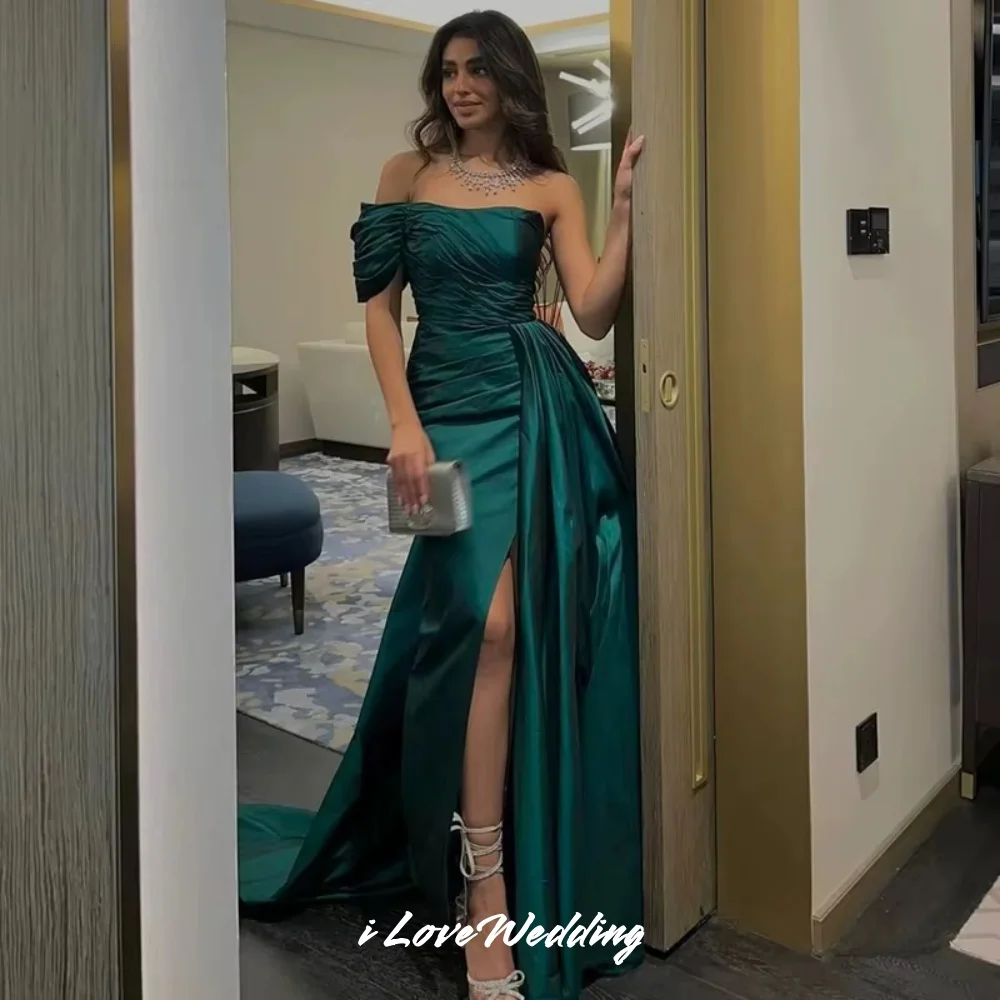 Green One Shoulder Evening Dresses 2025 Satin Strapless Pleated Mermaid Side Split Sweep Train Wedding Party Dresses Customized
Green One Shoulder Evening Dresses 2025 Satin Strapless Pleated Mermaid Side Split Sweep Train Wedding Party Dresses Customized