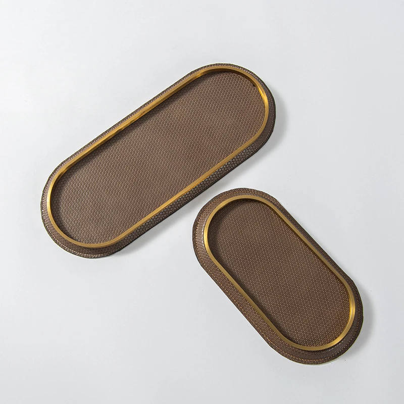PU Leather Storage Tray Metal Jewelry Display Plate Key Plate Oval Cosmetic Desktop Sundries Organizer Home Decorative Tray
PU Leather Storage Tray Metal Jewelry Display Plate Key Plate Oval Cosmetic Desktop Sundries Organizer Home Decorative Tray