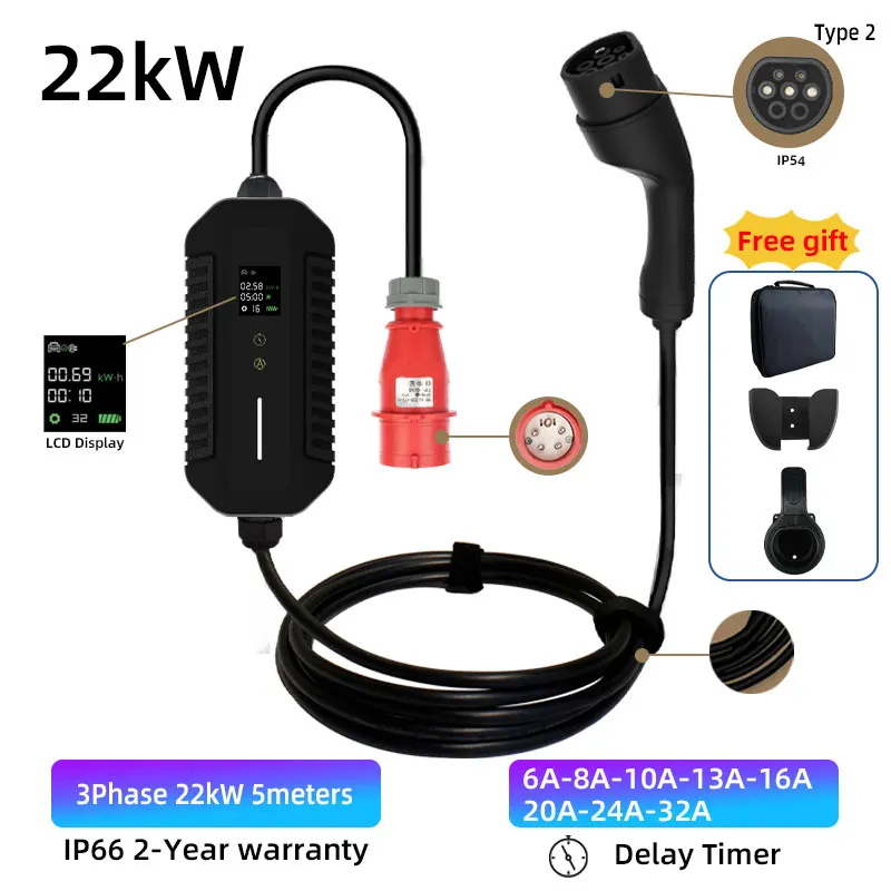 Portable Ev Charger 32A 3Phase Fast Charging Type 2 Wallbox 22KW 5M 3.5M Wallbox for Electric Vehicle Car Charge
Portable Ev Charger 32A 3Phase Fast Charging Type 2 Wallbox 22KW 5M 3.5M Wallbox for Electric Vehicle Car Charge