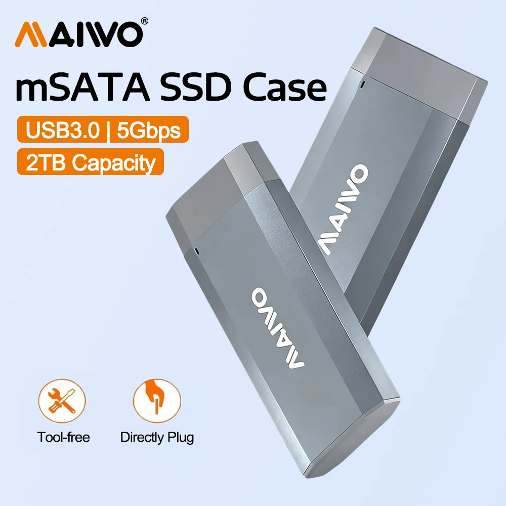 MAIWO mSATA SSD Enclosure 5Gbps External SSD Adapter USB 3.0 Up for 3050 mSATA SSD to 2TB Capacity Portable Aluminium Enclosure
MAIWO mSATA SSD Enclosure 5Gbps External SSD Adapter USB 3.0 Up for 3050 mSATA SSD to 2TB Capacity Portable Aluminium Enclosure