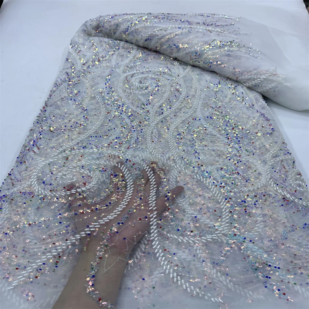 French Fashion Handmade Beaded Lace High Quality African Tulle Luxury Sequins Feather Fabric For Nigeria Wedding Dress Sewing
French Fashion Handmade Beaded Lace High Quality African Tulle Luxury Sequins Feather Fabric For Nigeria Wedding Dress Sewing