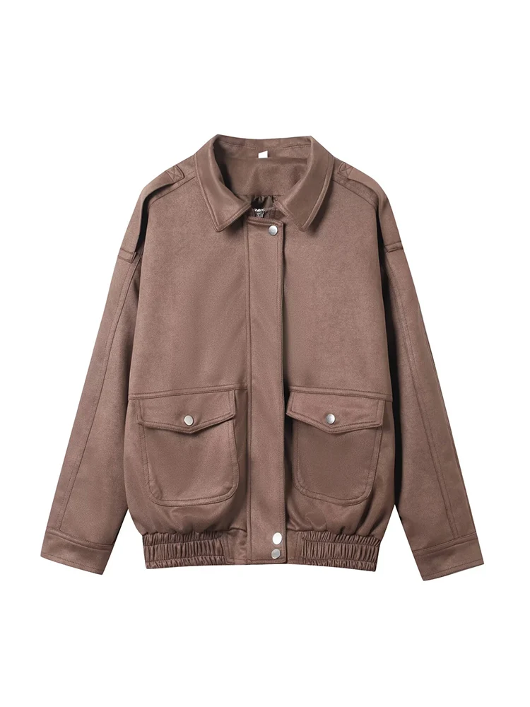 Новая женская мода в европейском стиле, универсальный темперамент, однотонная замшевая текстурированная свободная куртка с лацканами
Новая женская мода в европейском стиле, универсальный темперамент, однотонная замшевая текстурированная свободная куртка с лацканами