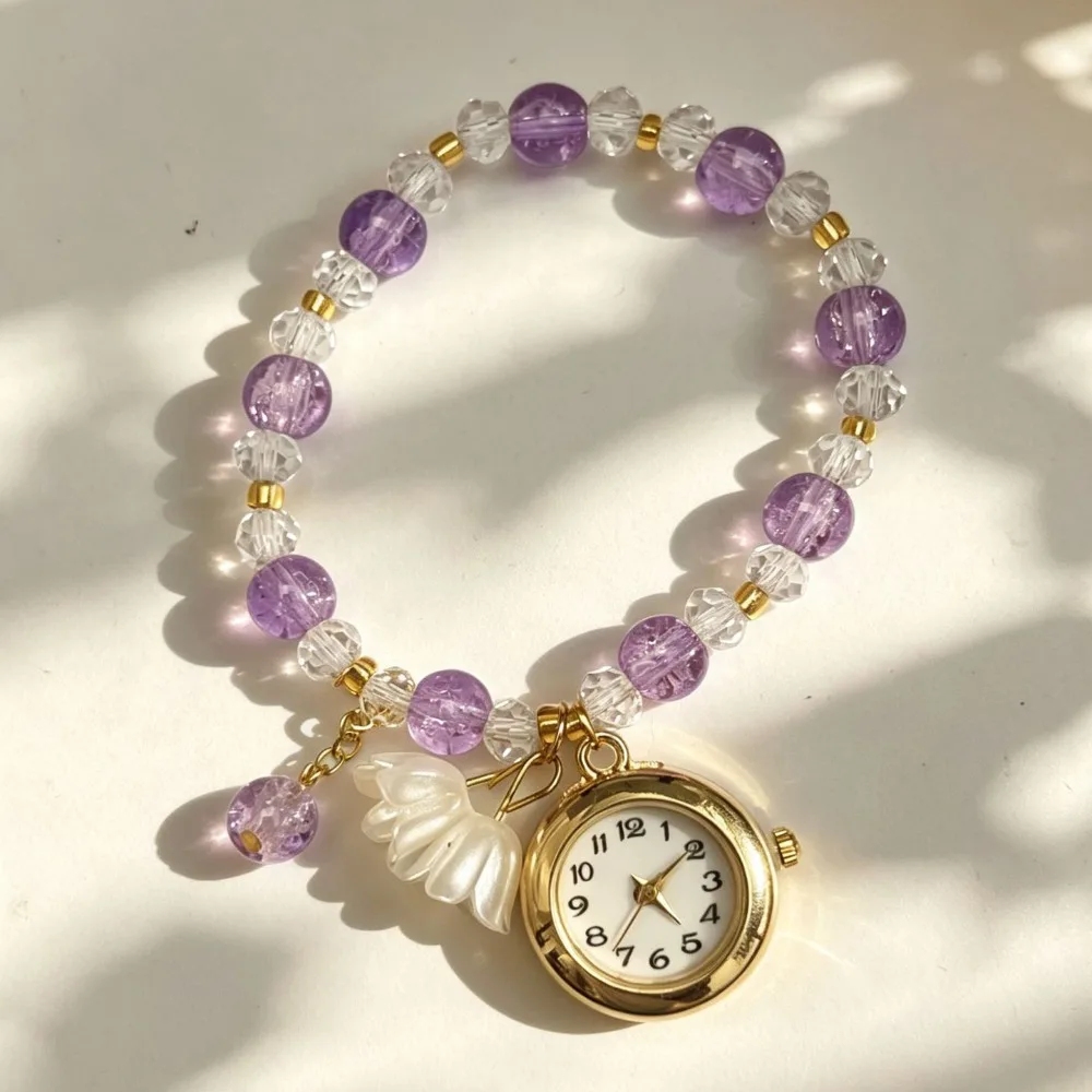 Fashion Beaded Bracelet Watch with Flower Pendant Handmade Chain Watch Quartz Watch for Women Girls
Fashion Beaded Bracelet Watch with Flower Pendant Handmade Chain Watch Quartz Watch for Women Girls