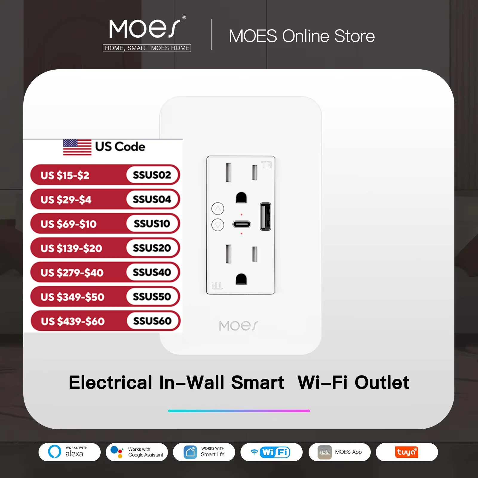 WiFi Smart Power Wall Socket with Type C And USB Dual Outlet Plug Power Outlets Support Alexa Google Home
WiFi Smart Power Wall Socket with Type C And USB Dual Outlet Plug Power Outlets Support Alexa Google Home