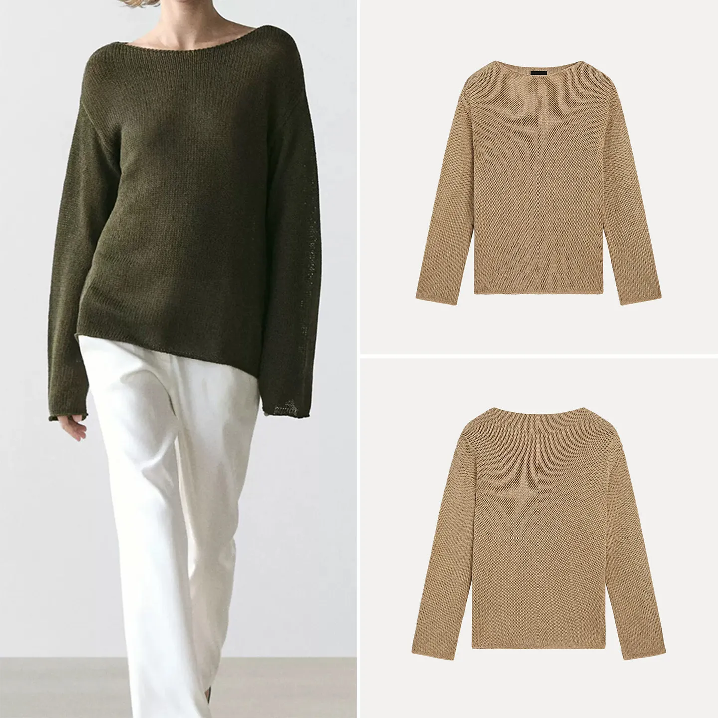 Ladies Summer Lazy Style Knitted Long Sleeve Hollow out Boat Neck Sweater Loose Fit Comfortable Casual Fashion Zadata Brand
Ladies Summer Lazy Style Knitted Long Sleeve Hollow out Boat Neck Sweater Loose Fit Comfortable Casual Fashion Zadata Brand