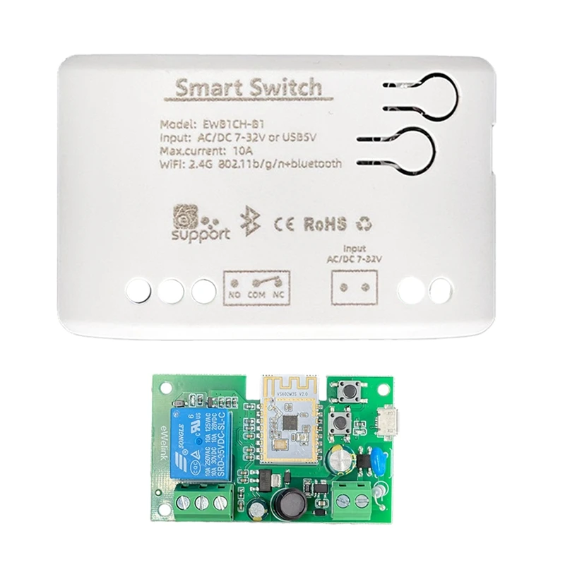 Пластиковый модуль переменного/постоянного тока 7-32 В со стандартным Wifi + Bluetooth 1-канальное реле дистанционного управления Ewelink для Alexa Google Home
Пластиковый модуль переменного/постоянного тока 7-32 В со стандартным Wifi + Bluetooth 1-канальное реле дистанционного управления Ewelink для Alexa Google Home