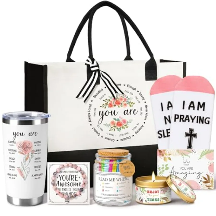 Christian Gifts for Women Faith, Inspirational Religious Gifts Baskets for Women w/Tumbler Canvas Tote Bag Bible Verse Jar, Bir
Christian Gifts for Women Faith, Inspirational Religious Gifts Baskets for Women w/Tumbler Canvas Tote Bag Bible Verse Jar, Bir