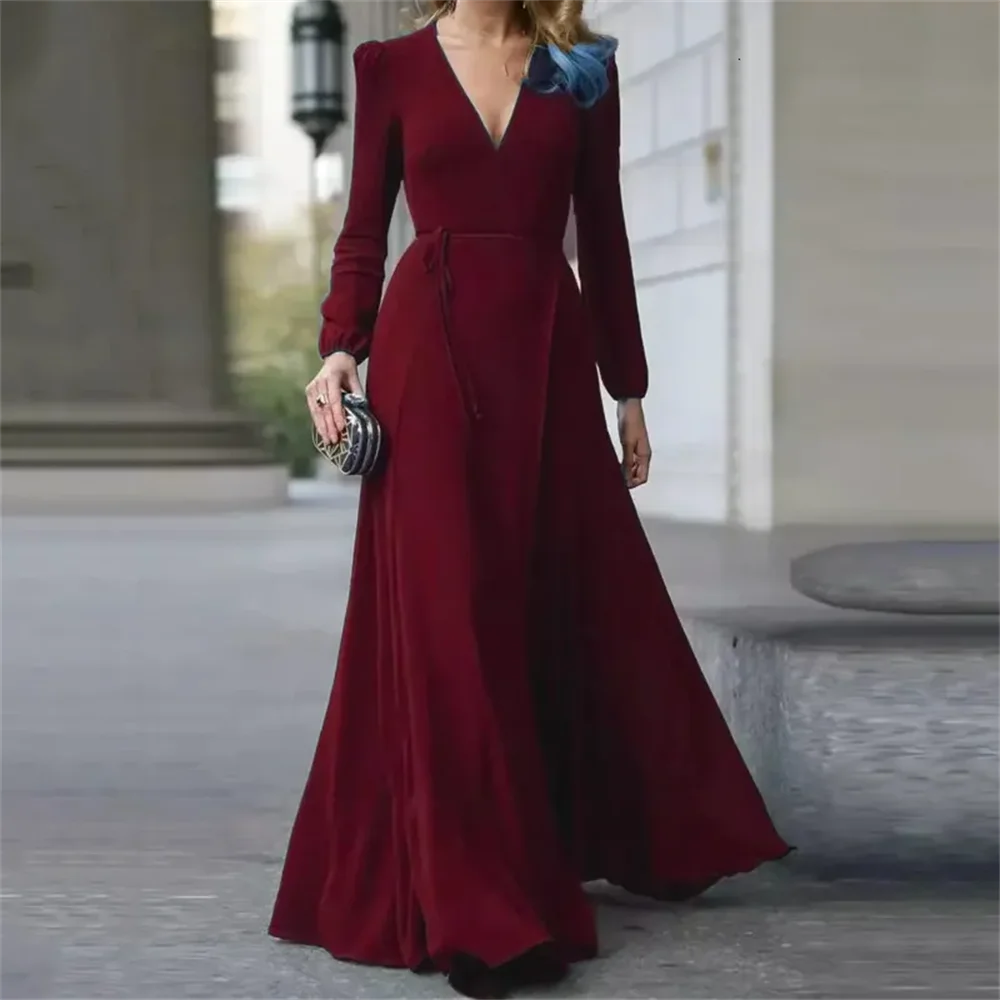 Sexy Formal Maxi Dress V Neck Long Sleeve Party Dresses Women Solid color Bandage Office Ladies Evening Prom Gown
Sexy Formal Maxi Dress V Neck Long Sleeve Party Dresses Women Solid color Bandage Office Ladies Evening Prom Gown