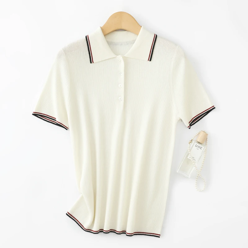 New 2025 Women's Short Sleeve Pullover High Quality Wool Sweater Woman Polo Collar T-shirt Knitted Casual Top Clothing
New 2025 Women's Short Sleeve Pullover High Quality Wool Sweater Woman Polo Collar T-shirt Knitted Casual Top Clothing