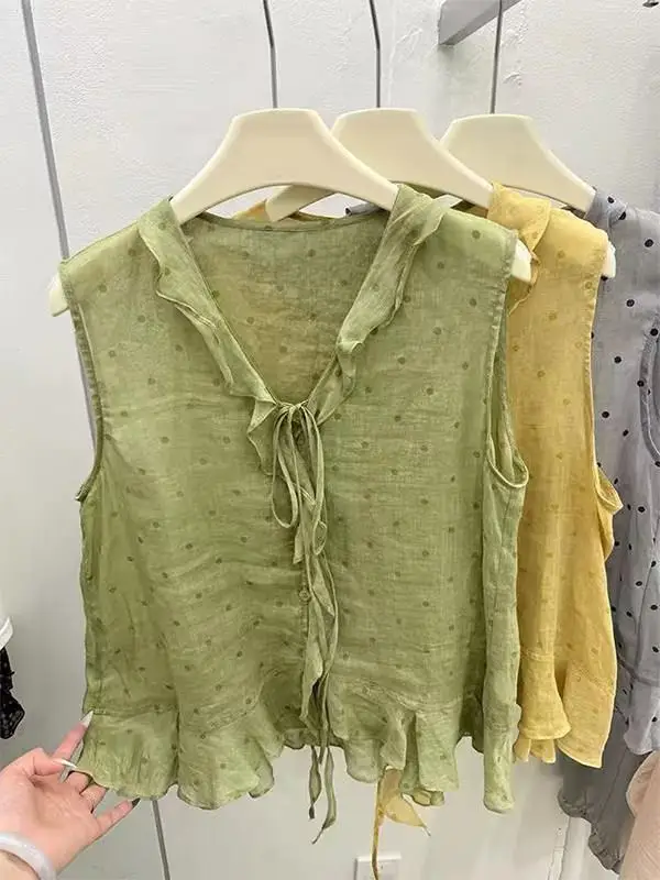 plus Size 300 Pounds Women's Shirt Summer Thin Loose Top V-neck Sleeveless Polka Dot Casual Style Breathable Comfortable
plus Size 300 Pounds Women's Shirt Summer Thin Loose Top V-neck Sleeveless Polka Dot Casual Style Breathable Comfortable