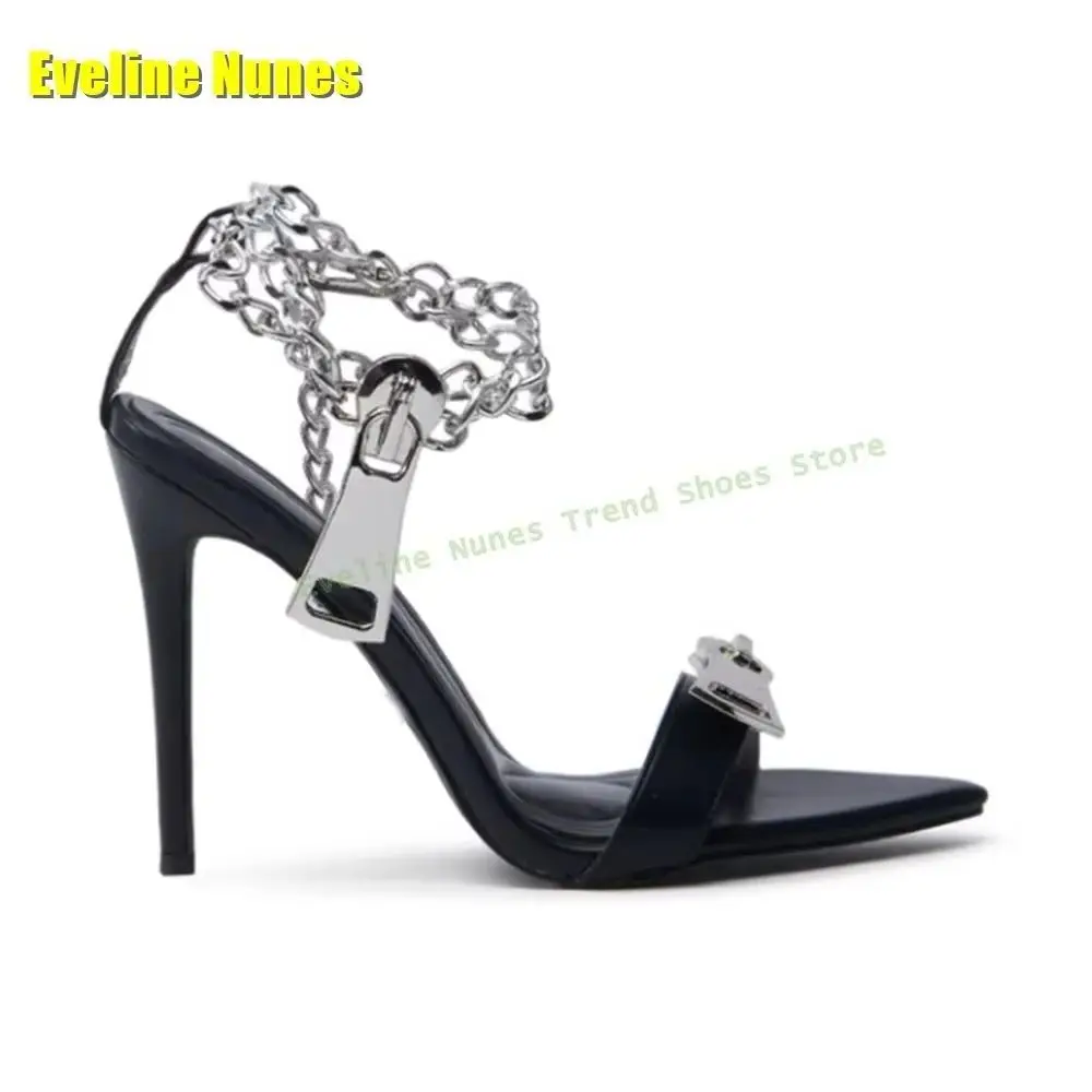 Zipper Decoration Ankle Strap Sandals Pointed Toe Stiletto Side Air Metal Chain Slingback Lady's Fashion Shoes 2025 Party Shoes
Zipper Decoration Ankle Strap Sandals Pointed Toe Stiletto Side Air Metal Chain Slingback Lady's Fashion Shoes 2025 Party Shoes