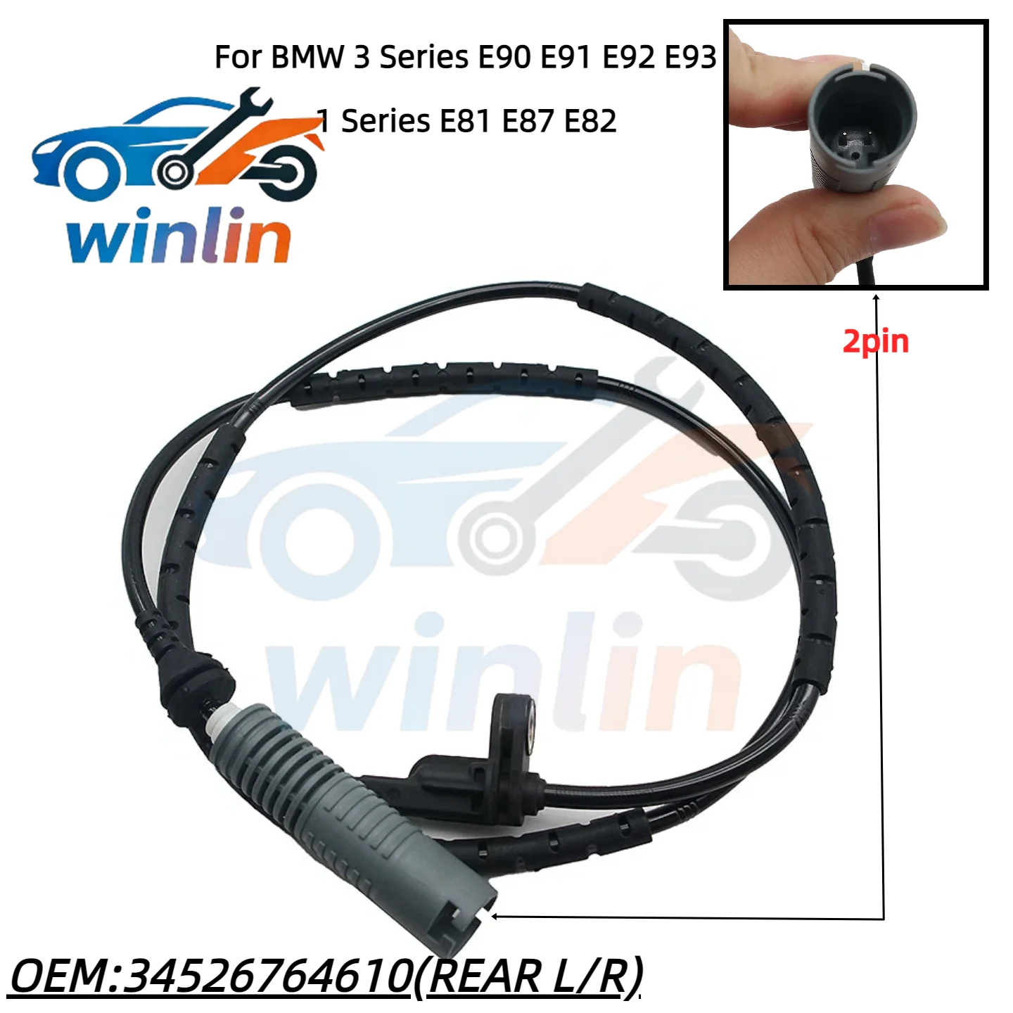 Rear Left/Right ABS Wheel Speed Sensor OEM 34526764610 9069051001 9065404617 For BMW E81 E82 E87 E88 E90 E91 E93 Car PARTS
Rear Left/Right ABS Wheel Speed Sensor OEM 34526764610 9069051001 9065404617 For BMW E81 E82 E87 E88 E90 E91 E93 Car PARTS