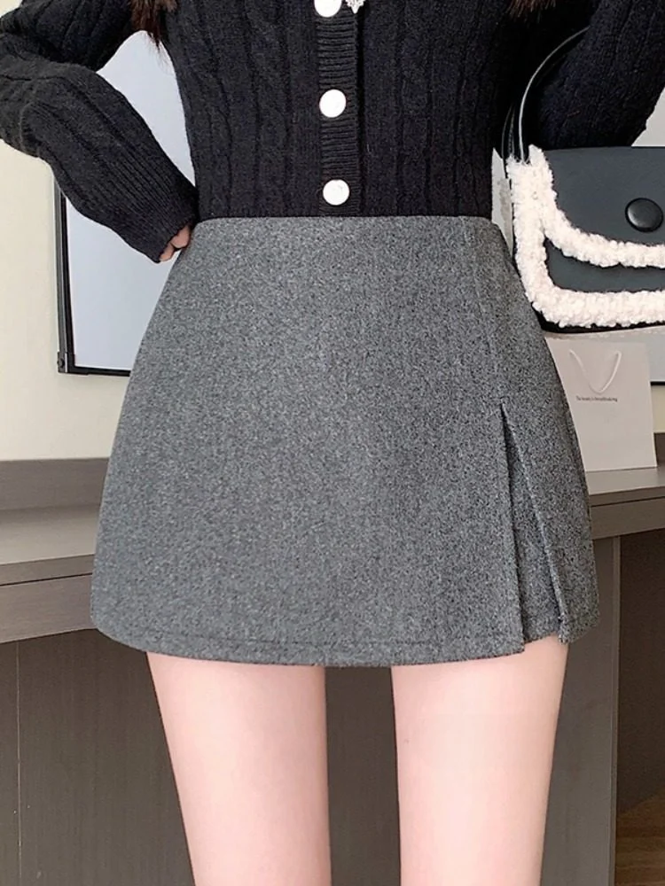 Korean Sle High Waist A-Line Skirt Hard And Stiff Woolen Skirt with Slit Daily Wear for Ladies Slimming Effect
Korean Sle High Waist A-Line Skirt Hard And Stiff Woolen Skirt with Slit Daily Wear for Ladies Slimming Effect