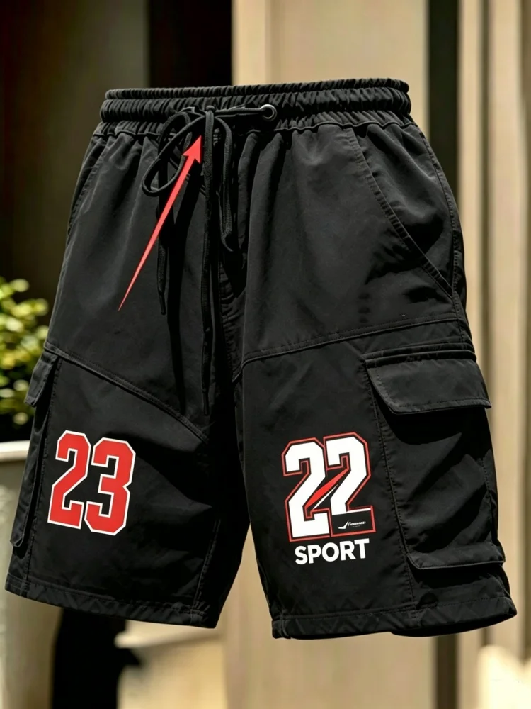 Men Black Number 22 23 Sport Print Multi Cargo Pocket Shorts Elastic Drawstring Waist Athletic Casual Shorts
Men Black Number 22 23 Sport Print Multi Cargo Pocket Shorts Elastic Drawstring Waist Athletic Casual Shorts