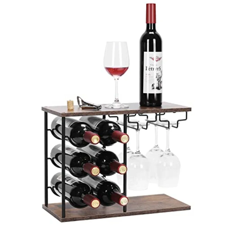 Countertop Wine Rack, Freestanding Wine Bottle Rack with Glass Holder, Wooden Wine Holder with Tray for Home Bar Tabletop Kitch
Countertop Wine Rack, Freestanding Wine Bottle Rack with Glass Holder, Wooden Wine Holder with Tray for Home Bar Tabletop Kitch
