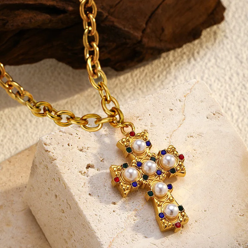 Новое поступление, легкое роскошное высококачественное позолоченное ожерелье 18 карат - ювелирные изделия с крестом и жемчугом для женщин
Новое поступление, легкое роскошное высококачественное позолоченное ожерелье 18 карат - ювелирные изделия с крестом и жемчугом для женщин