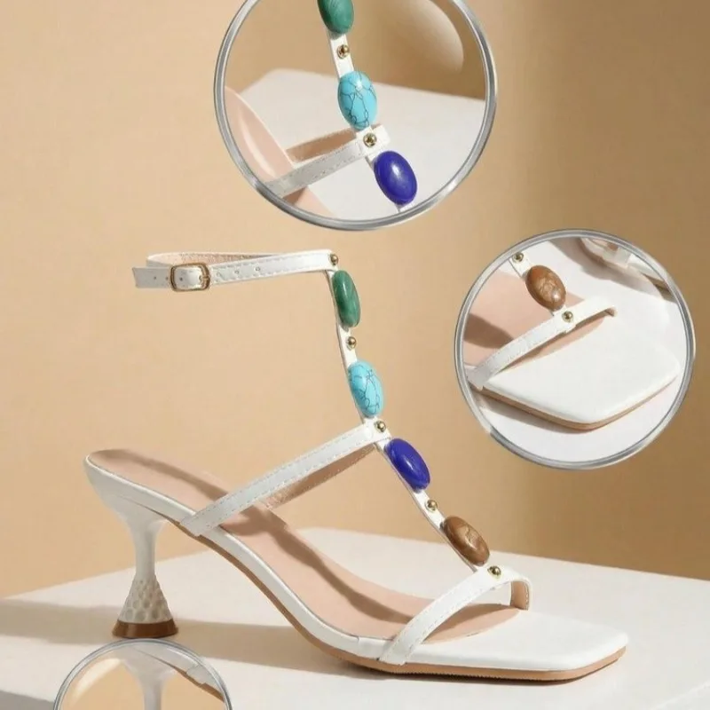 Sandals Summer New Plus Size Square Toe Open Toe Slip Heels with Jewel Embellishment
Sandals Summer New Plus Size Square Toe Open Toe Slip Heels with Jewel Embellishment
