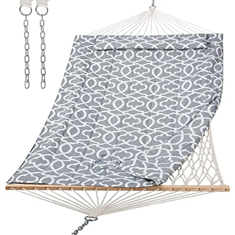 Hammocks Heavy Duty Hammock with Hardwood Spreader Bar, Double Rope Hammock with Polyester Pad, Grey
Hammocks Heavy Duty Hammock with Hardwood Spreader Bar, Double Rope Hammock with Polyester Pad, Grey