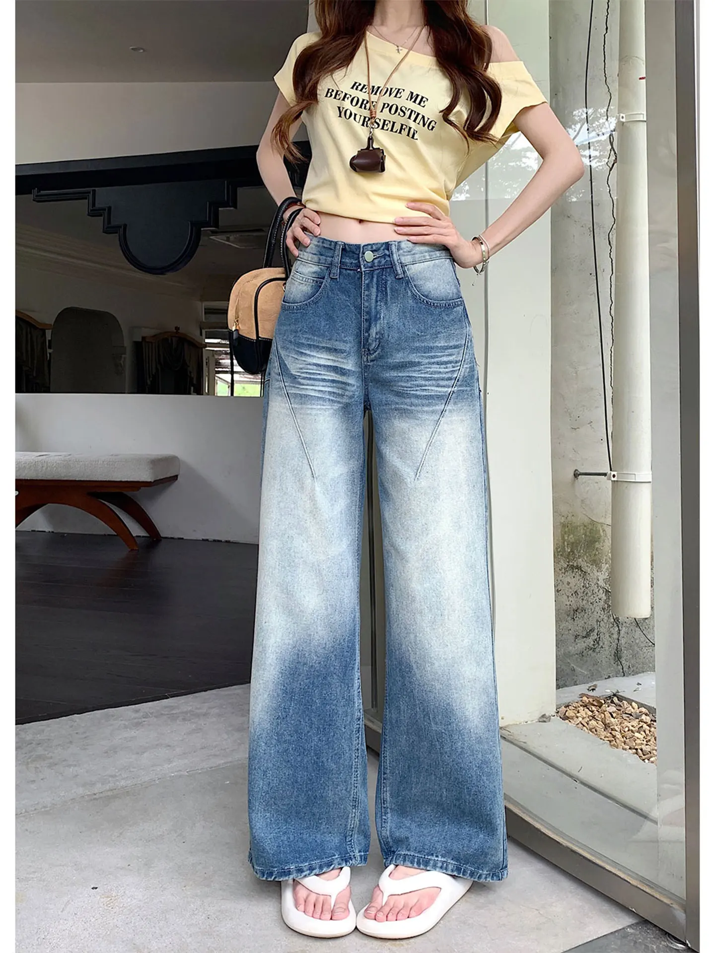 High Waist Wide Leg Jeans Women's Summer Fashion Washed Denim Straight Folded Drapey Long Pants Casual Wear All Seasons
High Waist Wide Leg Jeans Women's Summer Fashion Washed Denim Straight Folded Drapey Long Pants Casual Wear All Seasons
