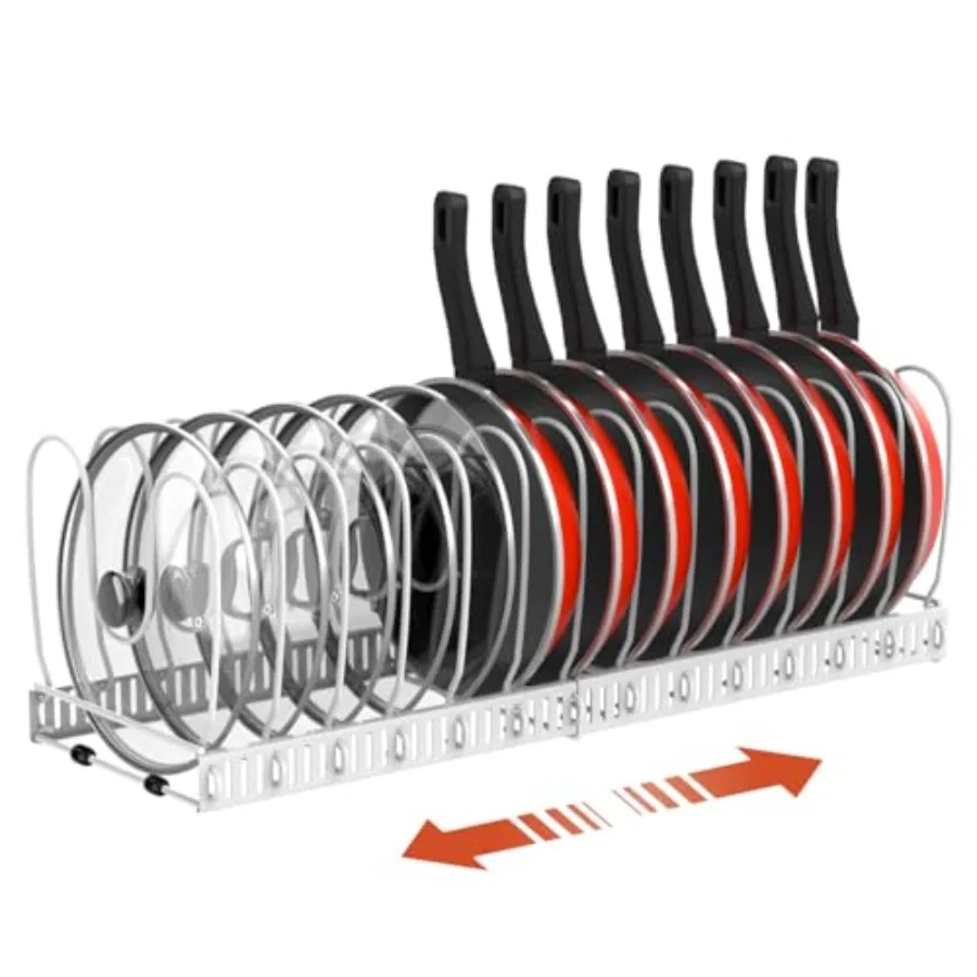 Pot and Pan Organizer Rack for Cabinet, Upgraded Expandable Pot Lid Organizer with Adjustable, Pan Holder Storage Rack for Kitc
Pot and Pan Organizer Rack for Cabinet, Upgraded Expandable Pot Lid Organizer with Adjustable, Pan Holder Storage Rack for Kitc