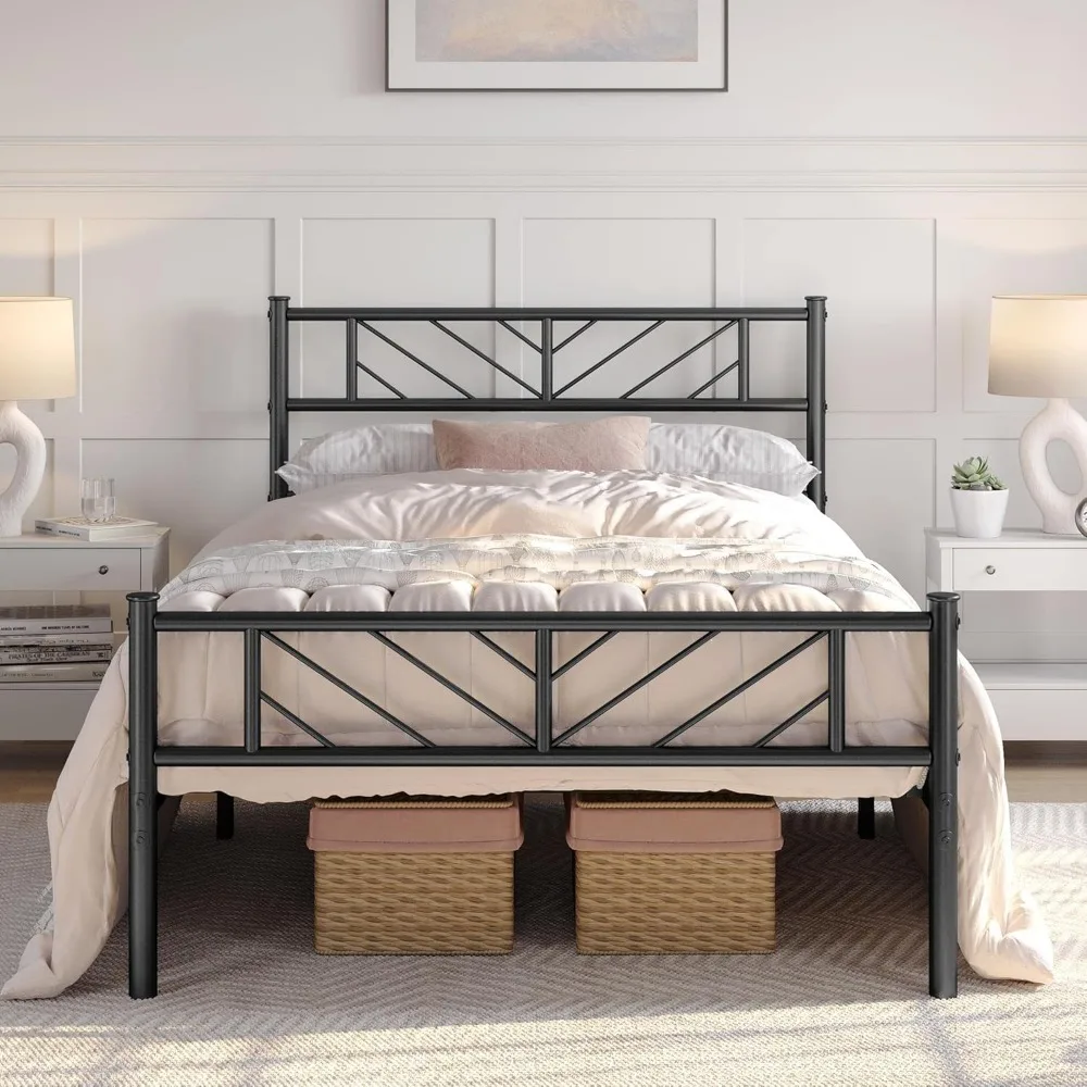 Twin Size Platform Bed Frame with Arrow Design Headboard, 13 Inches Metal Mattress Foundation for Storage, No Box Spri
Twin Size Platform Bed Frame with Arrow Design Headboard, 13 Inches Metal Mattress Foundation for Storage, No Box Spri