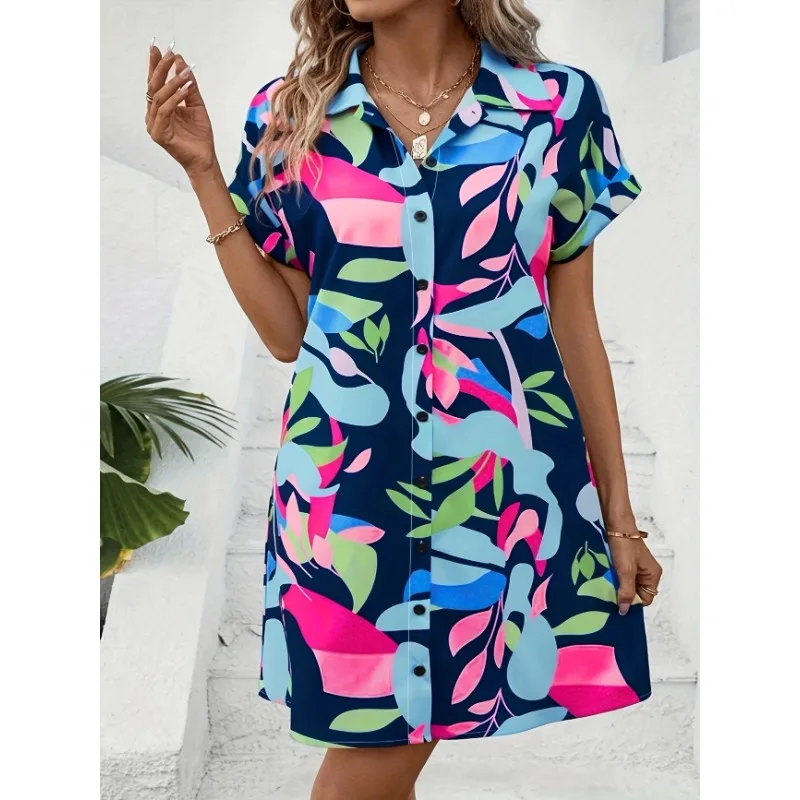 Plus Size 1XL-5XL Women's Fashionable Lapel Breasted Elegant Printed Comfortable Shirt Dress
Plus Size 1XL-5XL Women's Fashionable Lapel Breasted Elegant Printed Comfortable Shirt Dress