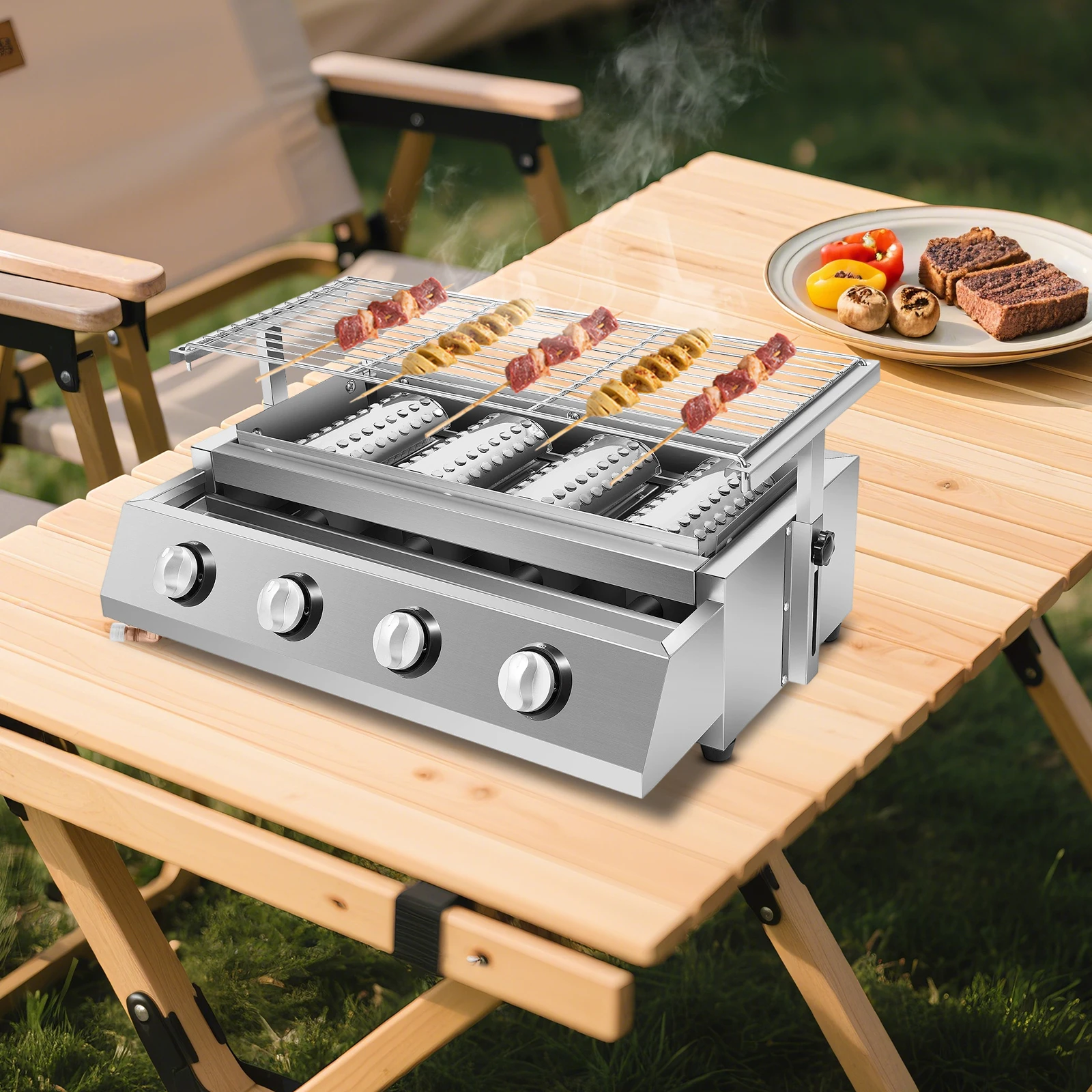 BBQ Propane Gas Grill, Stainless Steel Patio Garden Barbecue Grill
BBQ Propane Gas Grill, Stainless Steel Patio Garden Barbecue Grill
