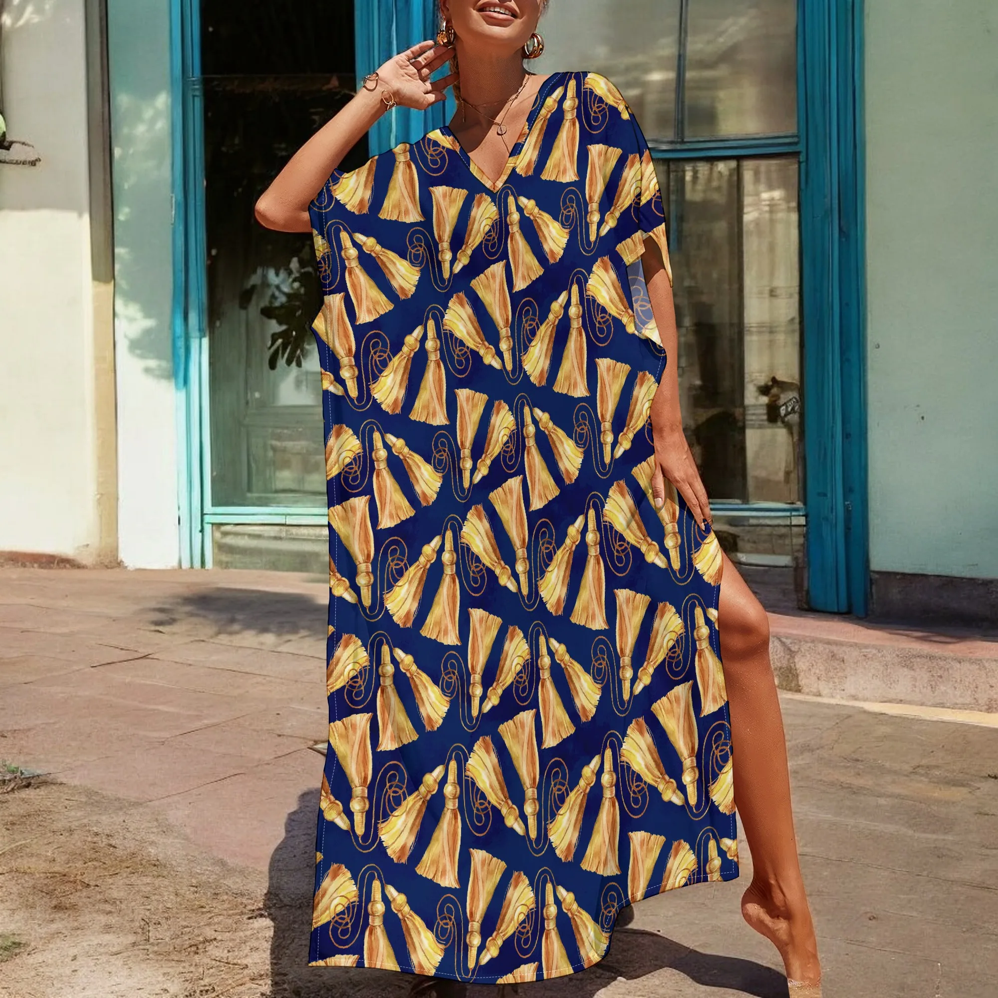 Gold Tassel Print Kaftan Dress African Cultural Style Loose Fit Robe for Party or Festival Wear S-3XL
Gold Tassel Print Kaftan Dress African Cultural Style Loose Fit Robe for Party or Festival Wear S-3XL